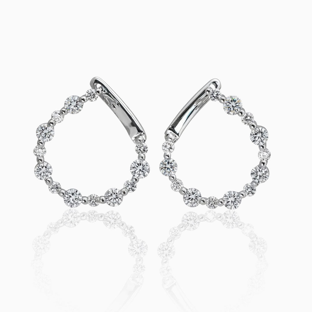 Diamond Round Hoop White Gold Earrings