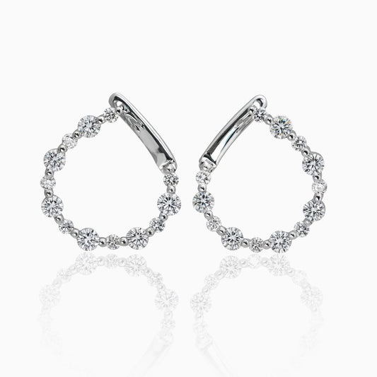 Diamond Round Hoop White Gold Earrings