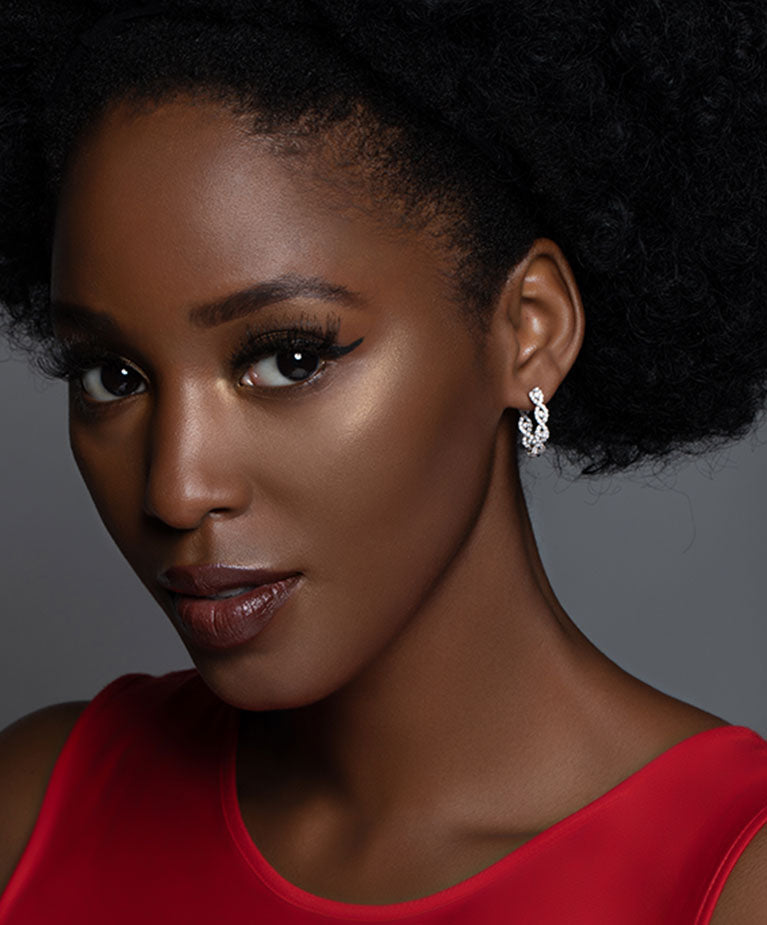 Intertwined Diamond Medium Hoop White Gold Earrings