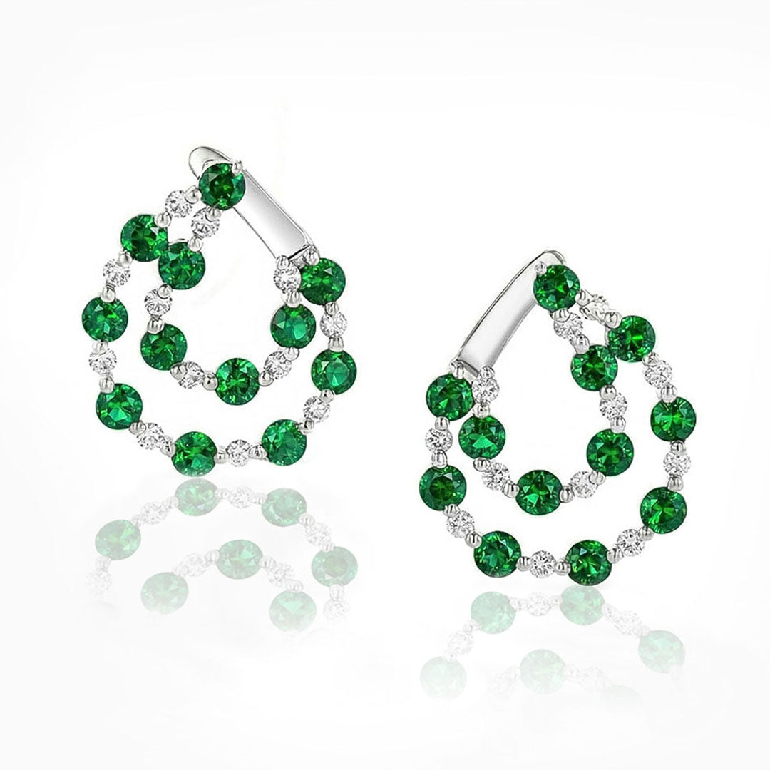 Tsavorite Garnet & DIamonds White Gold Earrings