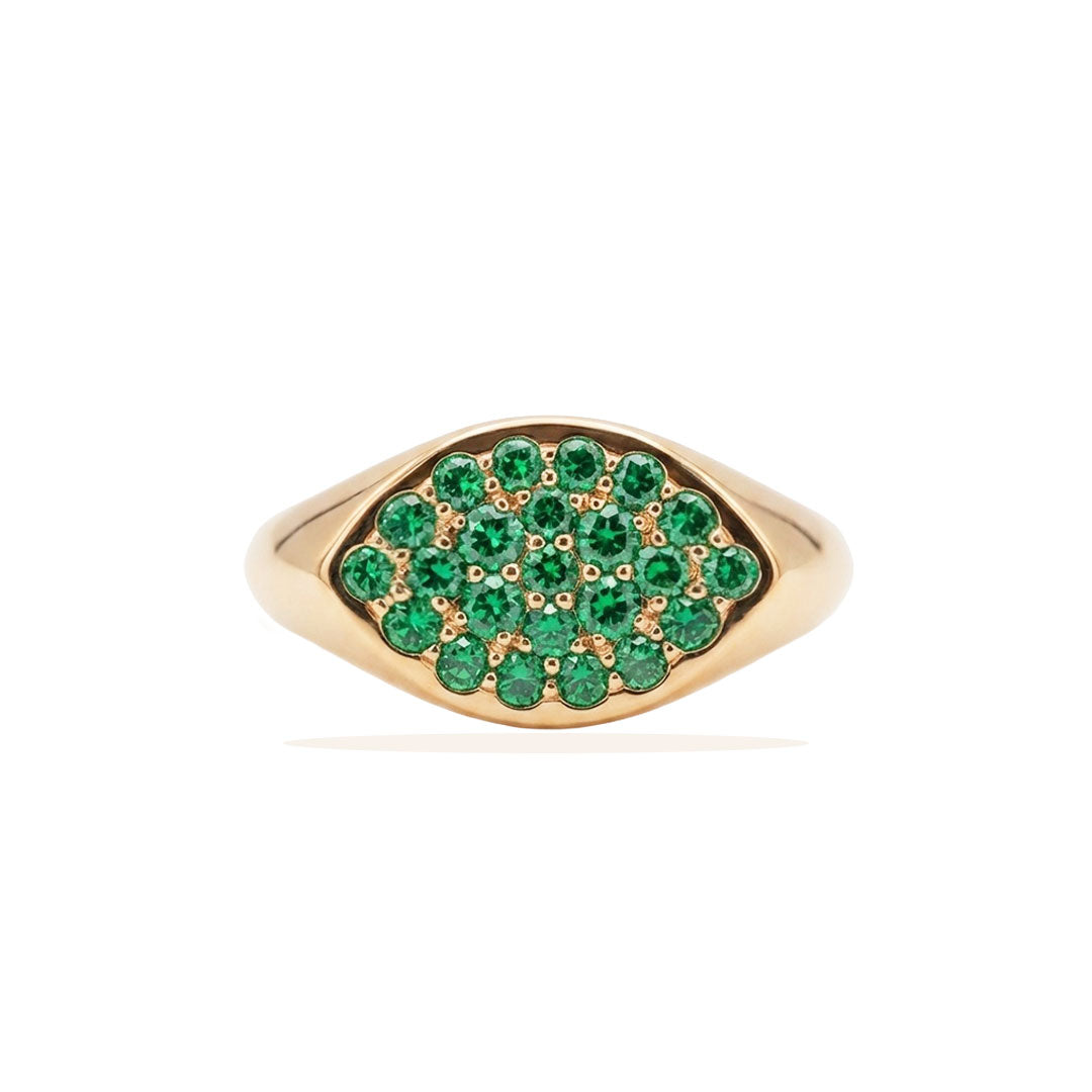 Emerald Pave Yellow Gold Ring