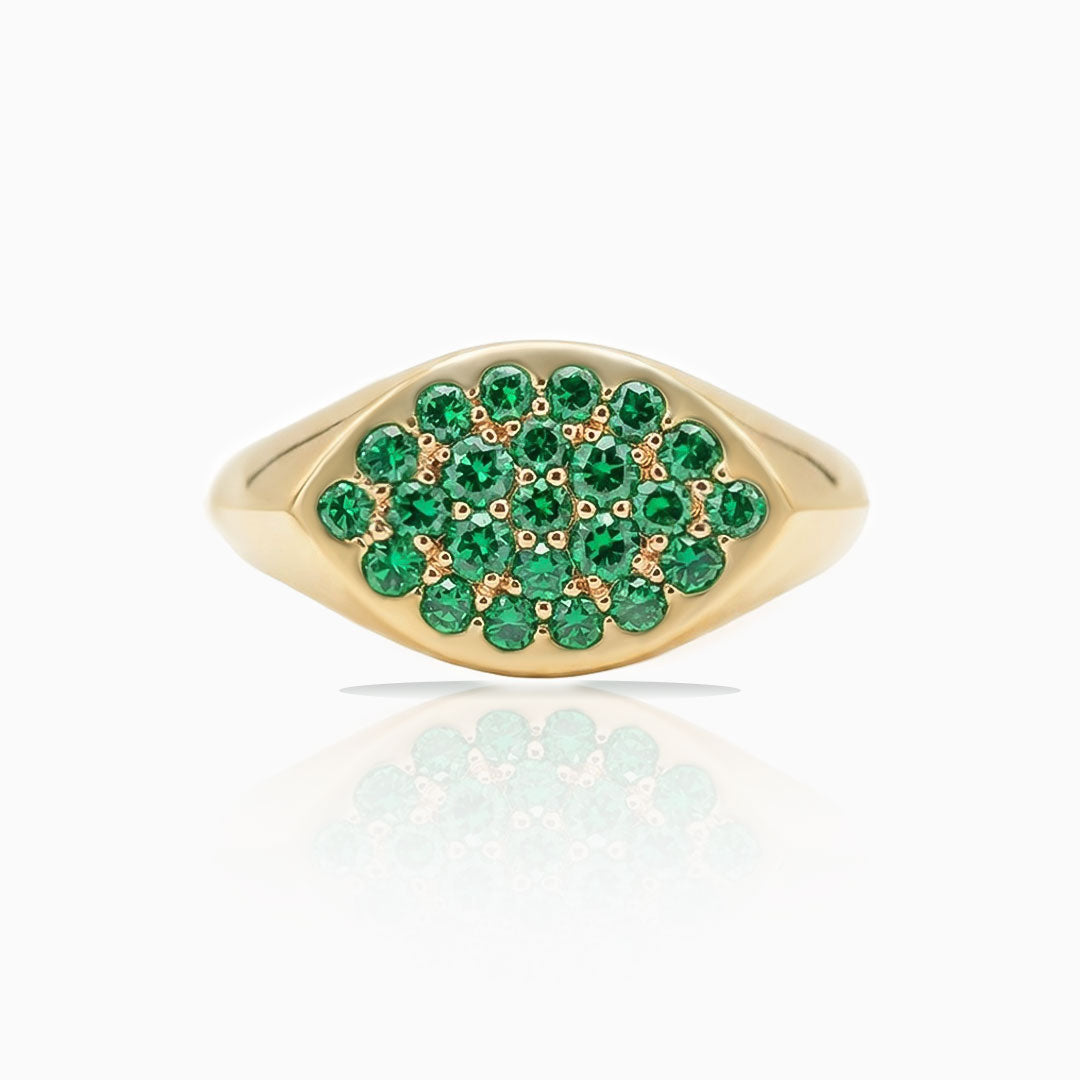 Emerald Pave Yellow Gold Ring