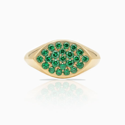 Emerald Pave Yellow Gold Ring