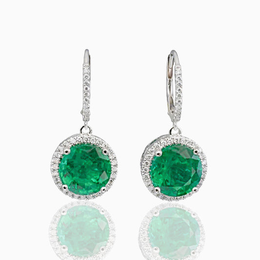 Emerald and Diamond Gold Drop Earrings