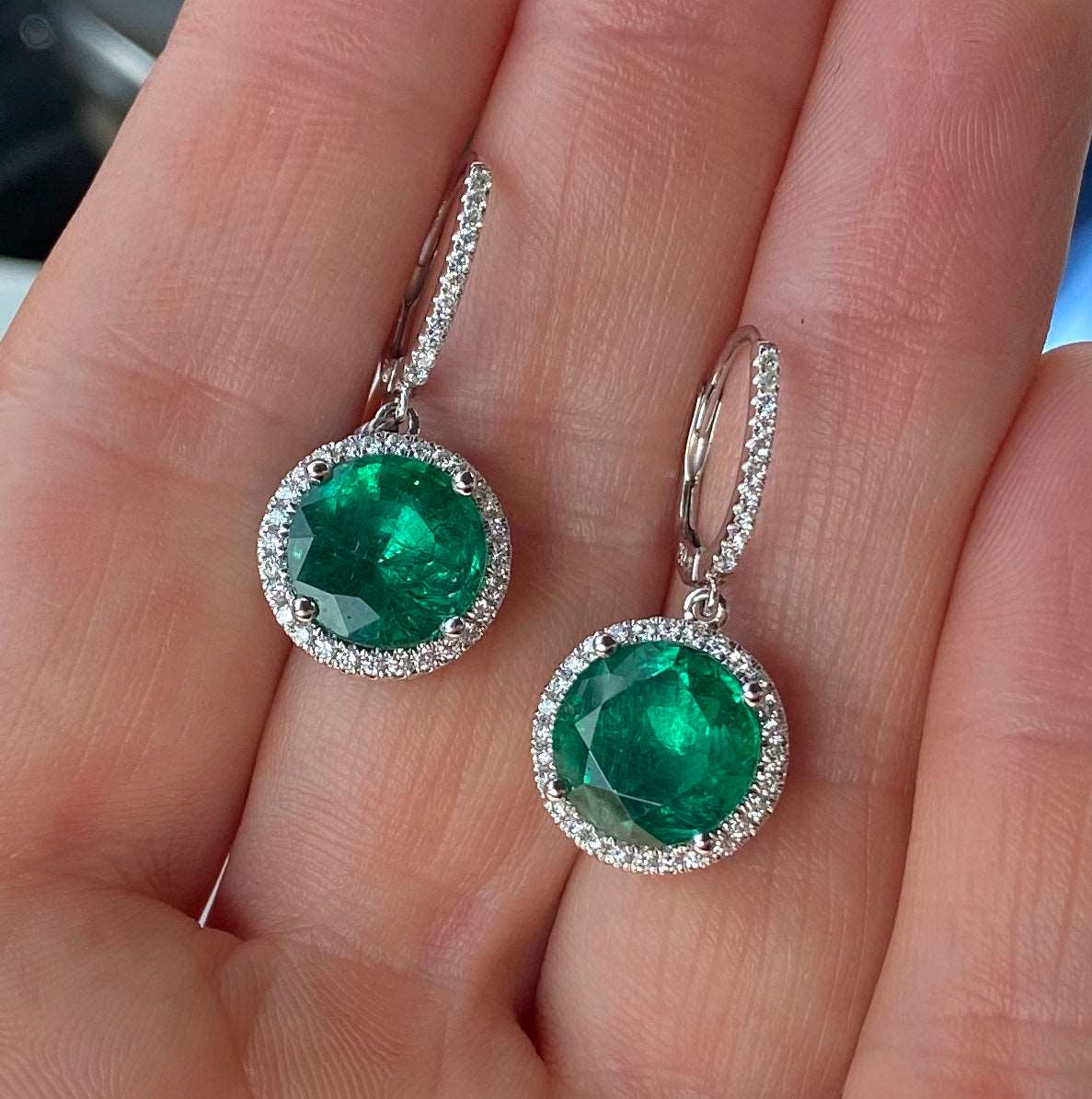 Emerald and Diamond Gold Drop Earrings