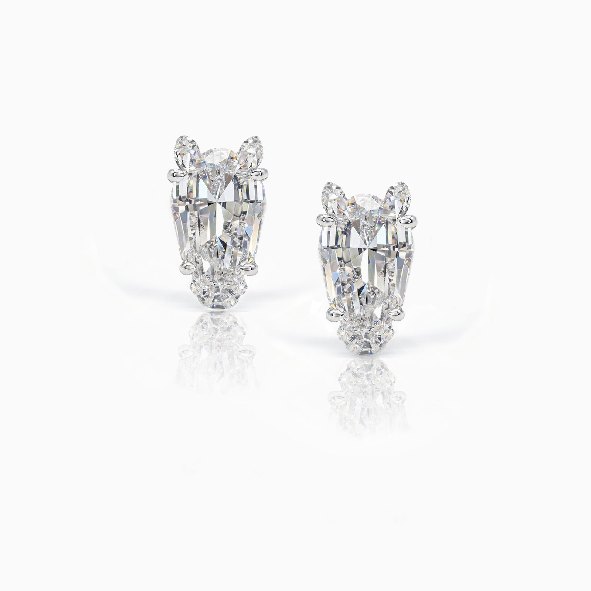 Equestrian Horse Diamond White Gold Earr Studs