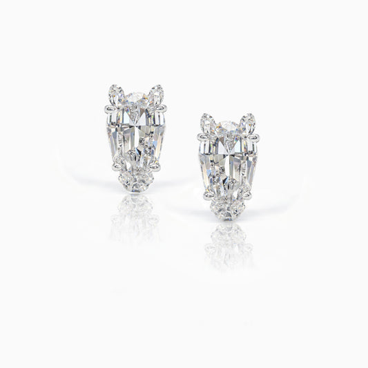 Equestrian Horse Diamond White Gold Earr Studs