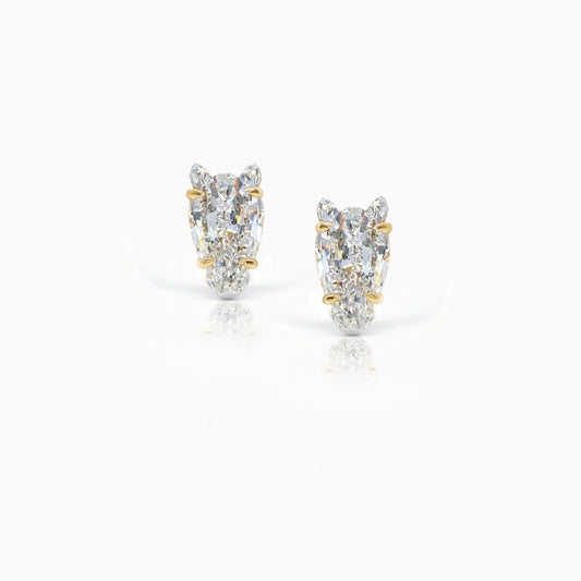 Equestrian Horse Diamond Yellow Gold Small Earr Studs