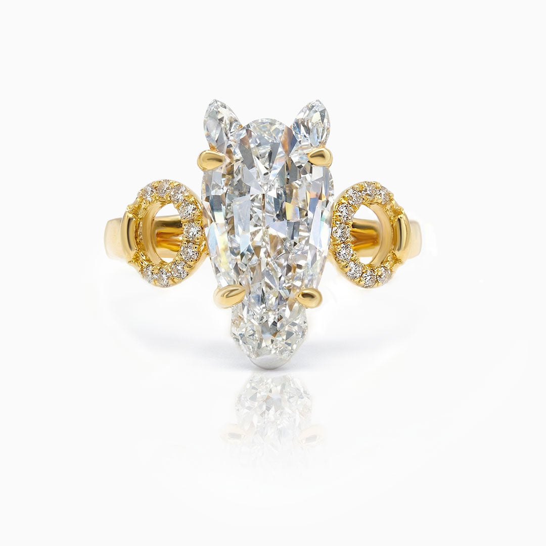 Equestrian Horse Lab Grown Diamond Yellow Gold Ring