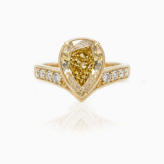 Fancy Yellow Pear Shape Diamond Yellow Gold Ring