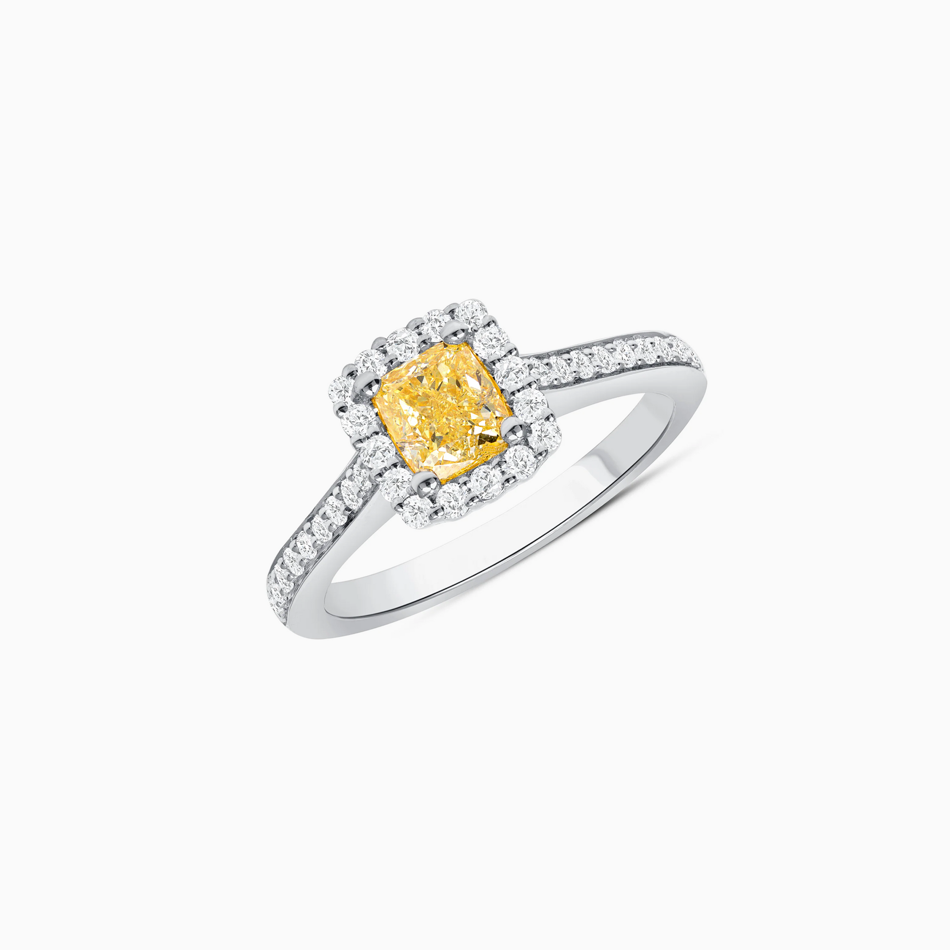 Fancy Yellow Diamond White Gold Engagement Ring