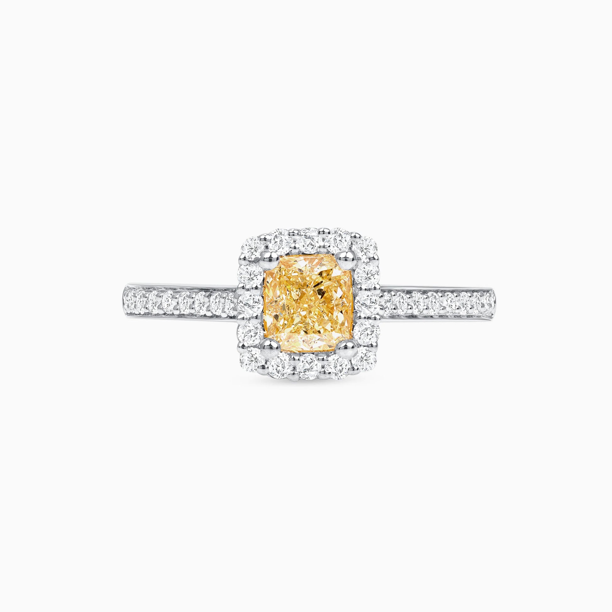 Fancy Yellow Diamond White Gold Engagement Ring