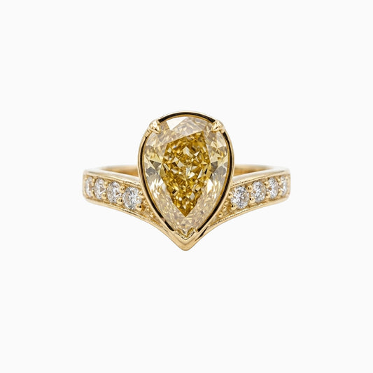 Fancy Yellow Pear Shape Diamond Yellow Gold Ring