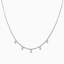 Floating Five Diamond Necklace in White Gold