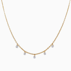 Floating Five Diamond Necklace in Yellow Gold
