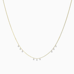 Floating Nine Diamonds Necklace in Yellow Gold