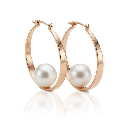 Freshwater White Pearls in Rose Gold Earrings