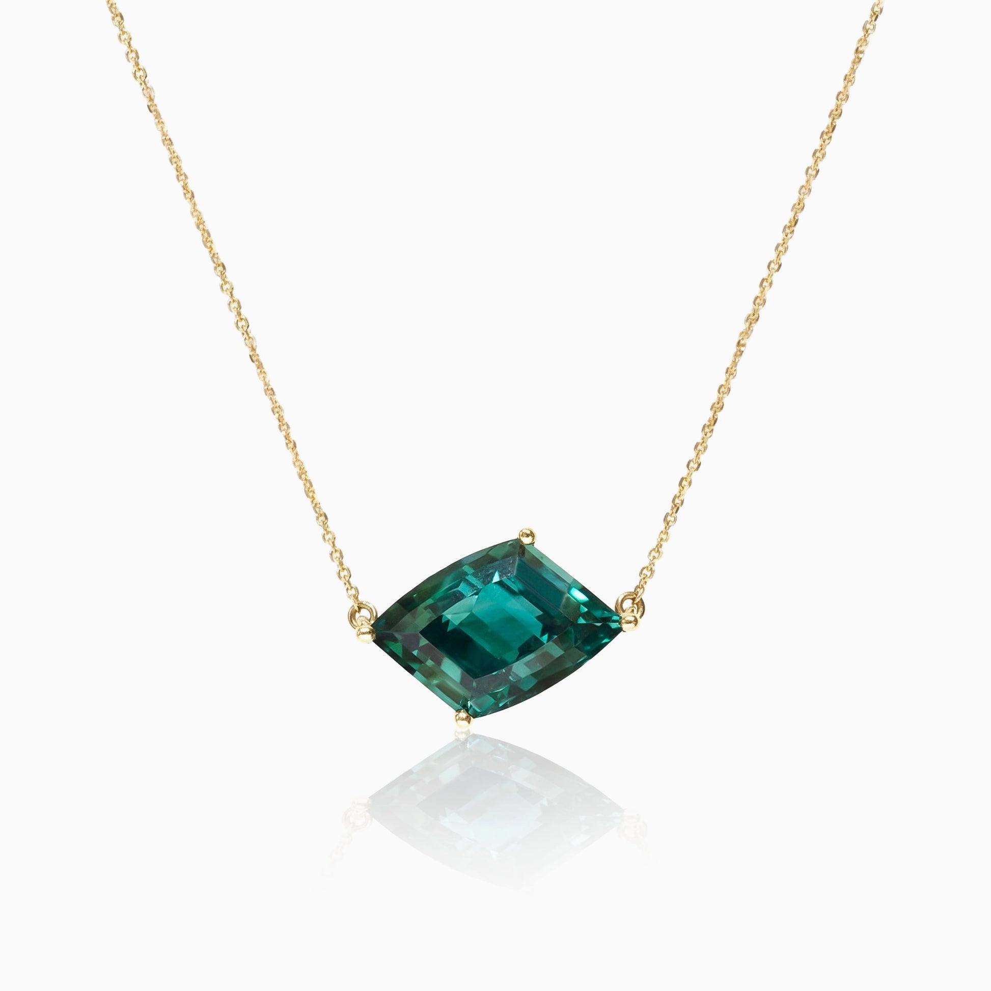 6.82carat Green Tourmaline Yellow Gold Pendant