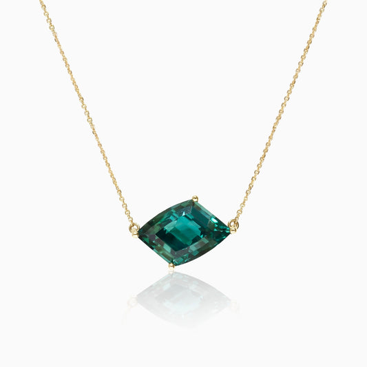 6.82carat Green Tourmaline Yellow Gold Pendant