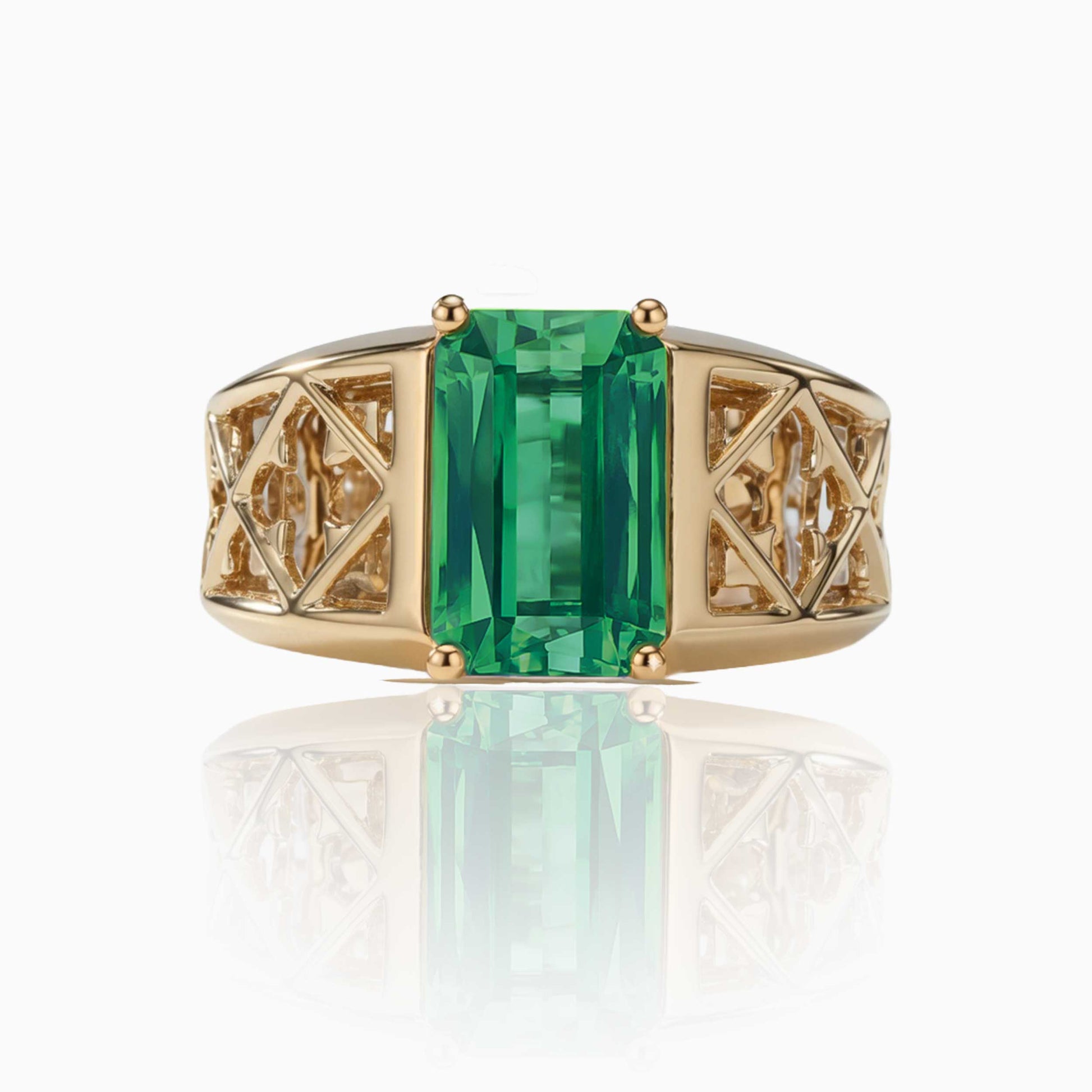 Green Tourmaline Yellow Gold Ring
