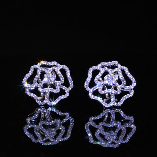 Camellia Diamond White Gold Earrings