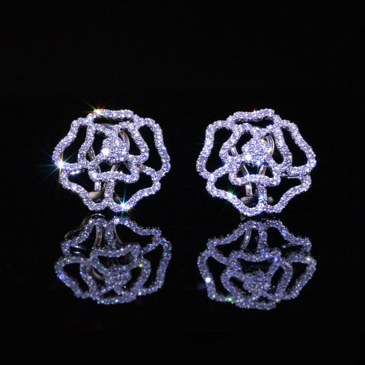 Camellia Diamond White Gold Earrings