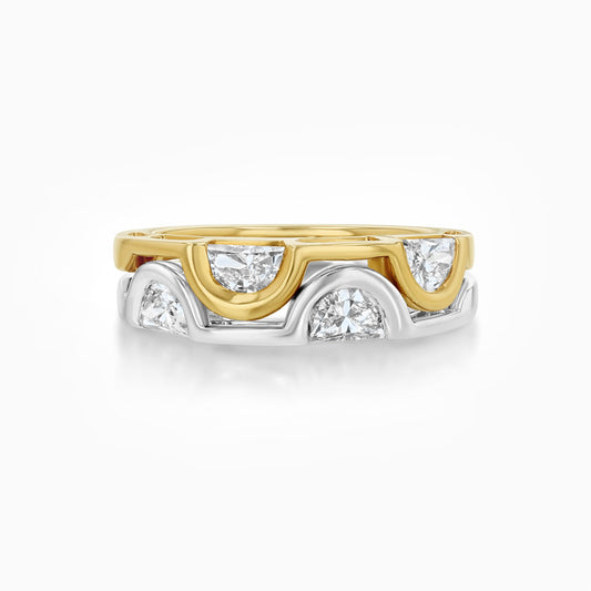 Half Moon Diamonds White & Yellow Gold Band