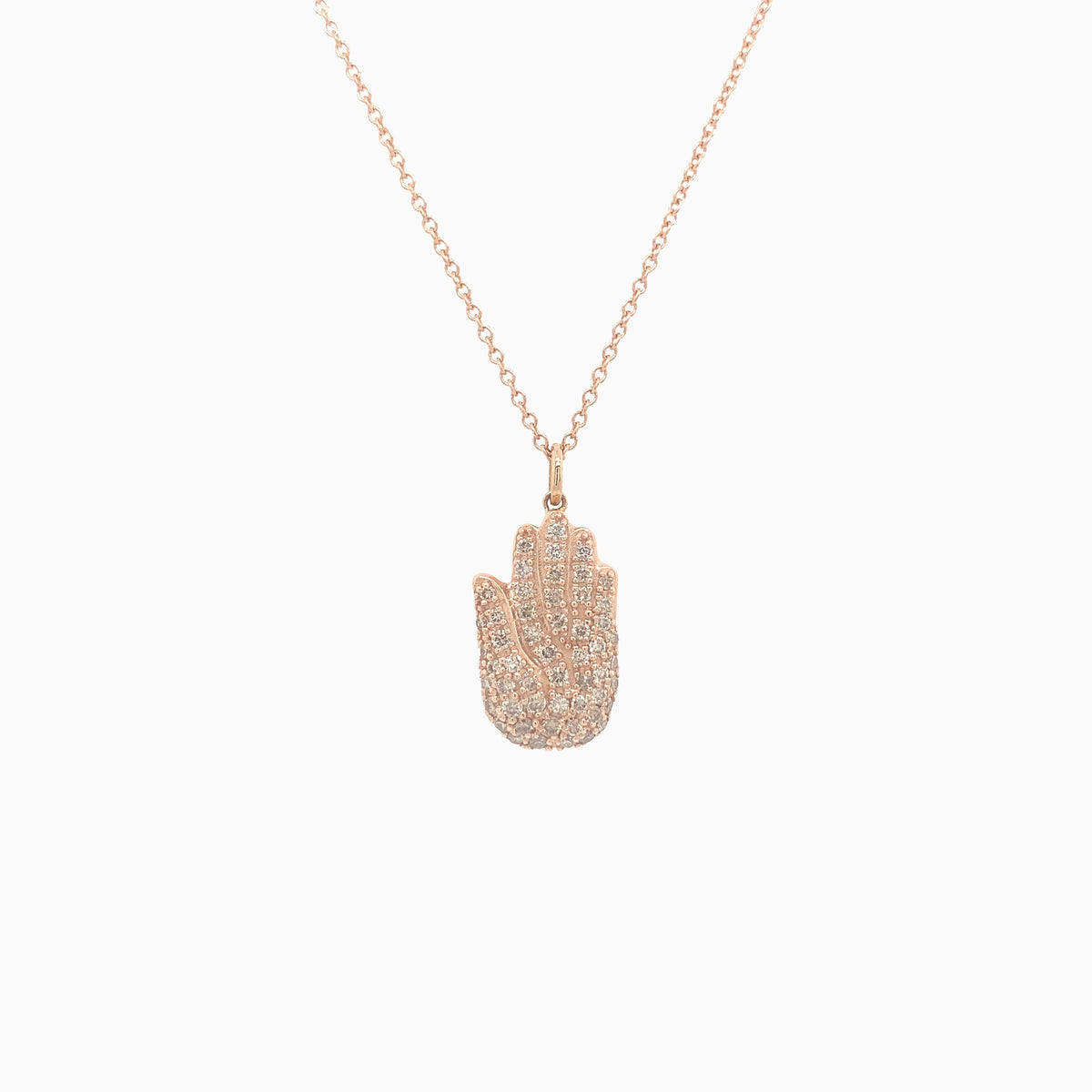 Hamsa (Hand of God) Champagne Diamond Pave Necklace