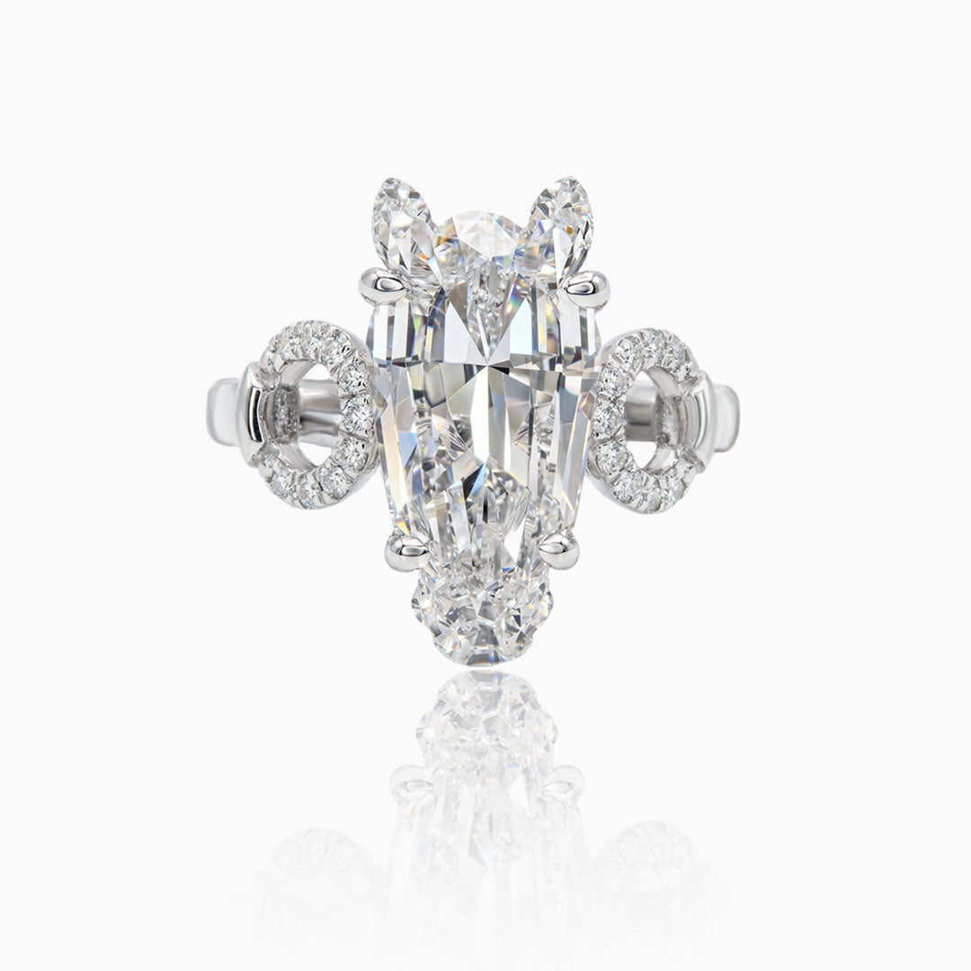 Equestrian Horse Lab Grown Diamond White Gold Ring