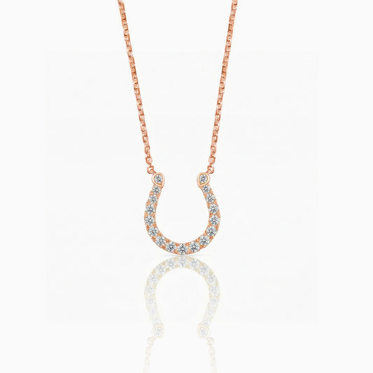 Lucky Horseshoe Diamond Rose Gold Necklace