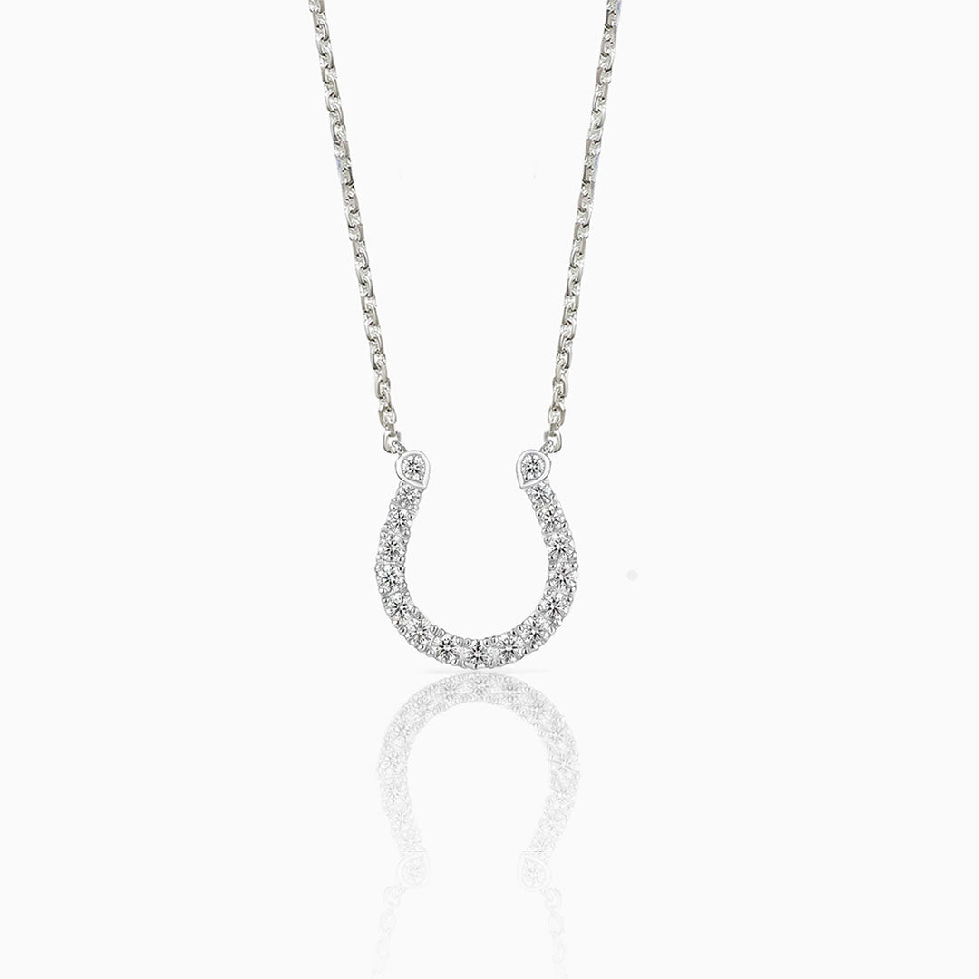 Horseshoe Diamond White Gold Necklace
