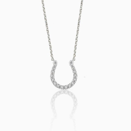 Horseshoe Diamond White Gold Necklace