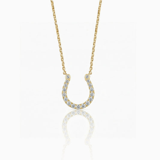 Horseshoe Diamond Yellow Gold Necklace