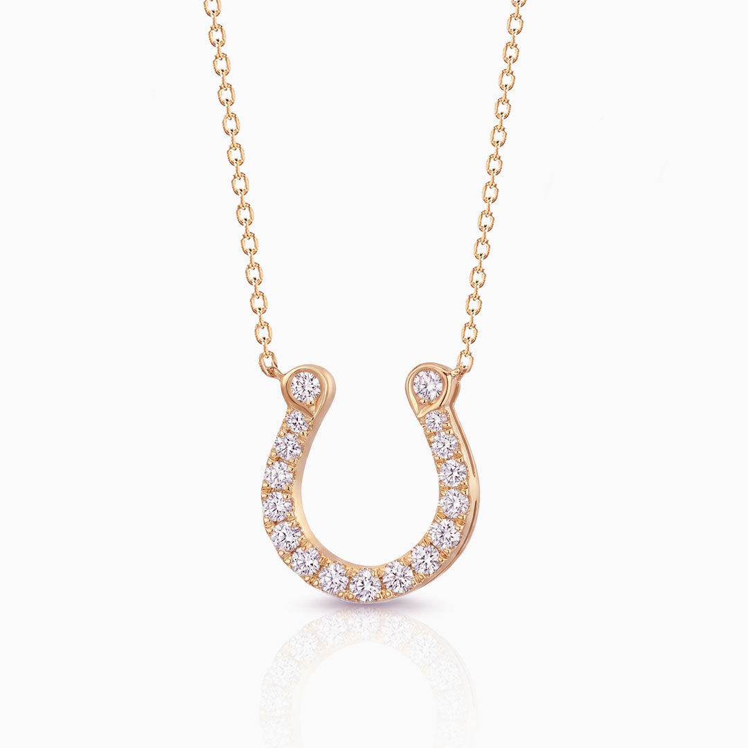 Lucky Horseshoe Diamond Rose Gold Necklace