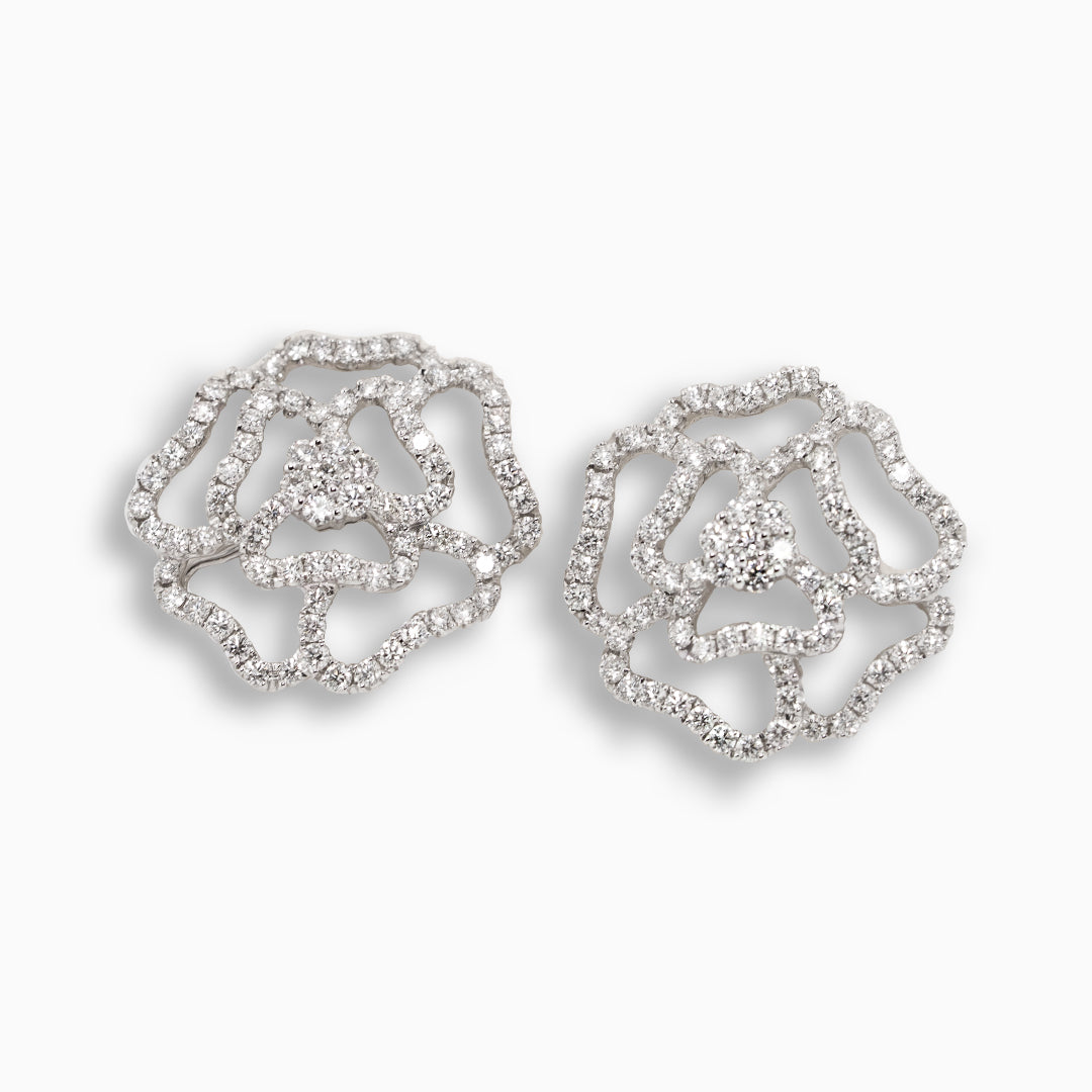 Camellia Diamond White Gold Earrings