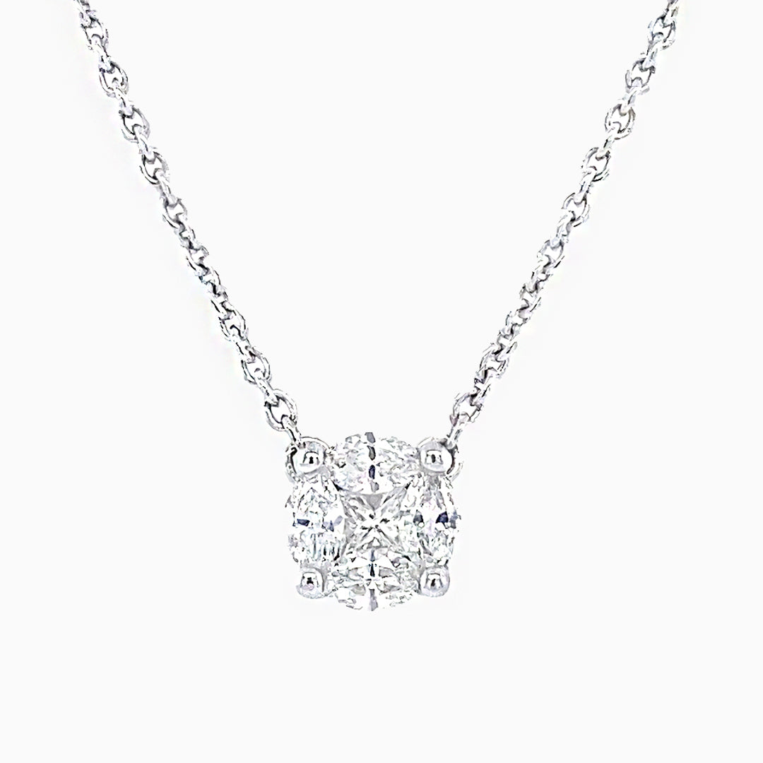 Illusion Set Diamond White Gold Necklace