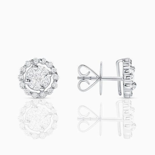 Illusion-Set Halo Diamond Stud Earrings