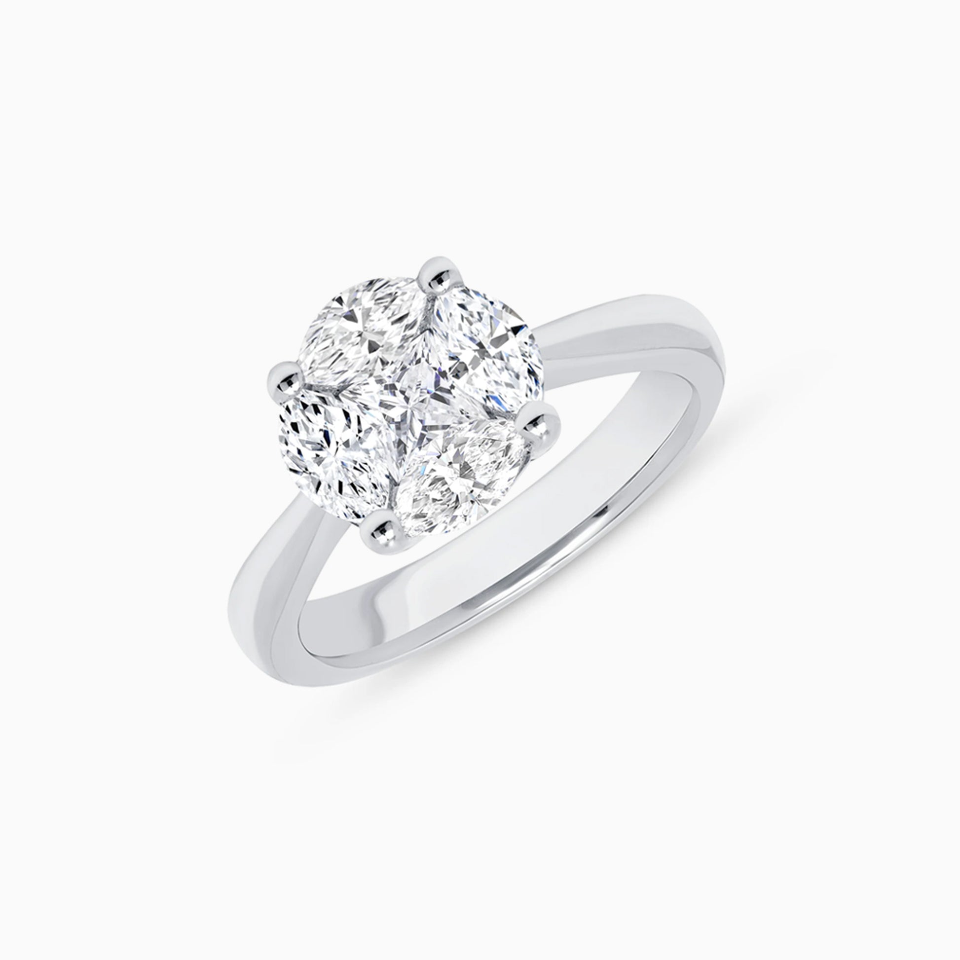 Illusion Set Diamond White Gold Engagement Ring on a white background