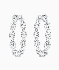 Intertwined Diamond Hoop White Gold Earrings