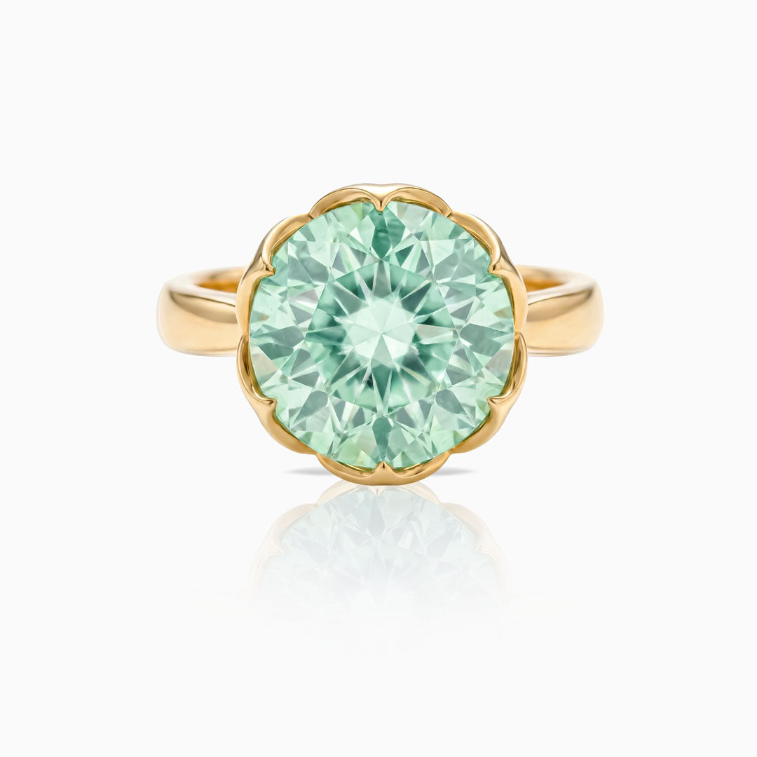 Mint Tourmaline Yellow Gold Ring