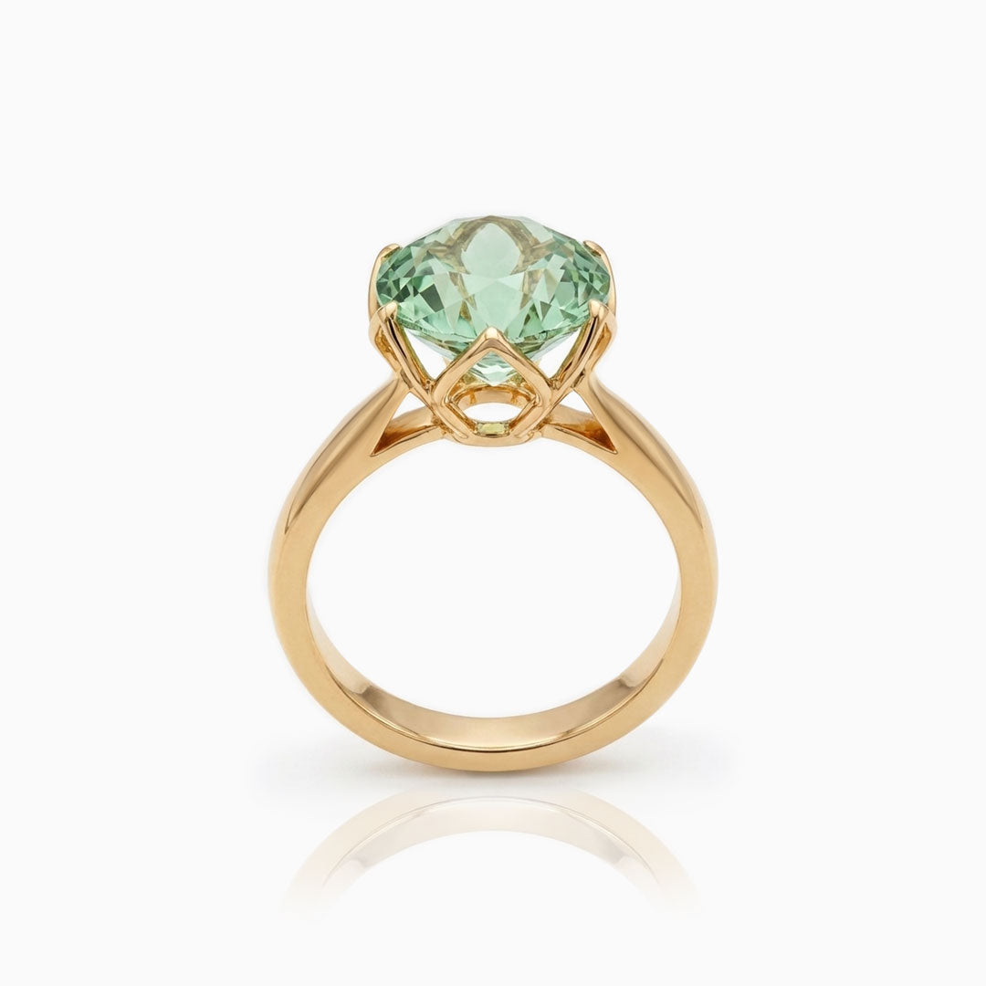 Mint Tourmaline Yellow Gold Ring