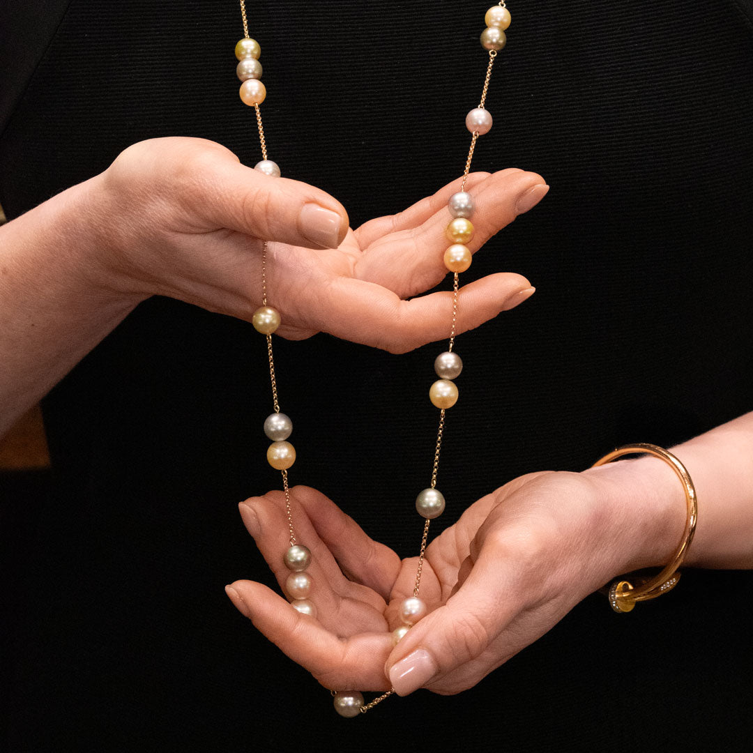 Multicolored South Sea & Freshwater Pearls Gold Necklace