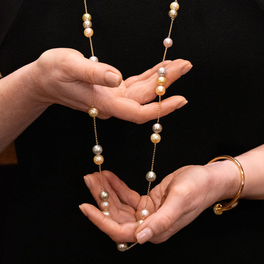 Multicolored South Sea & Freshwater Pearls Gold Necklace
