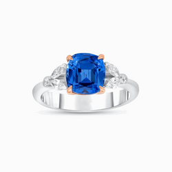Untreated Ceylon Sapphire Diamond Ring