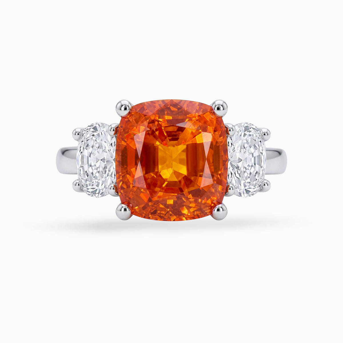 4.04carat Orange Sapphire & Diamond Platinum Ring