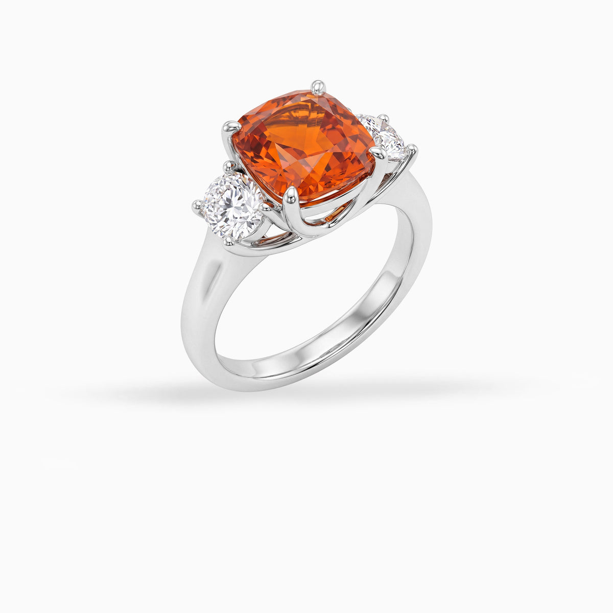 4.04carat Orange Sapphire & Diamond Platinum Ring