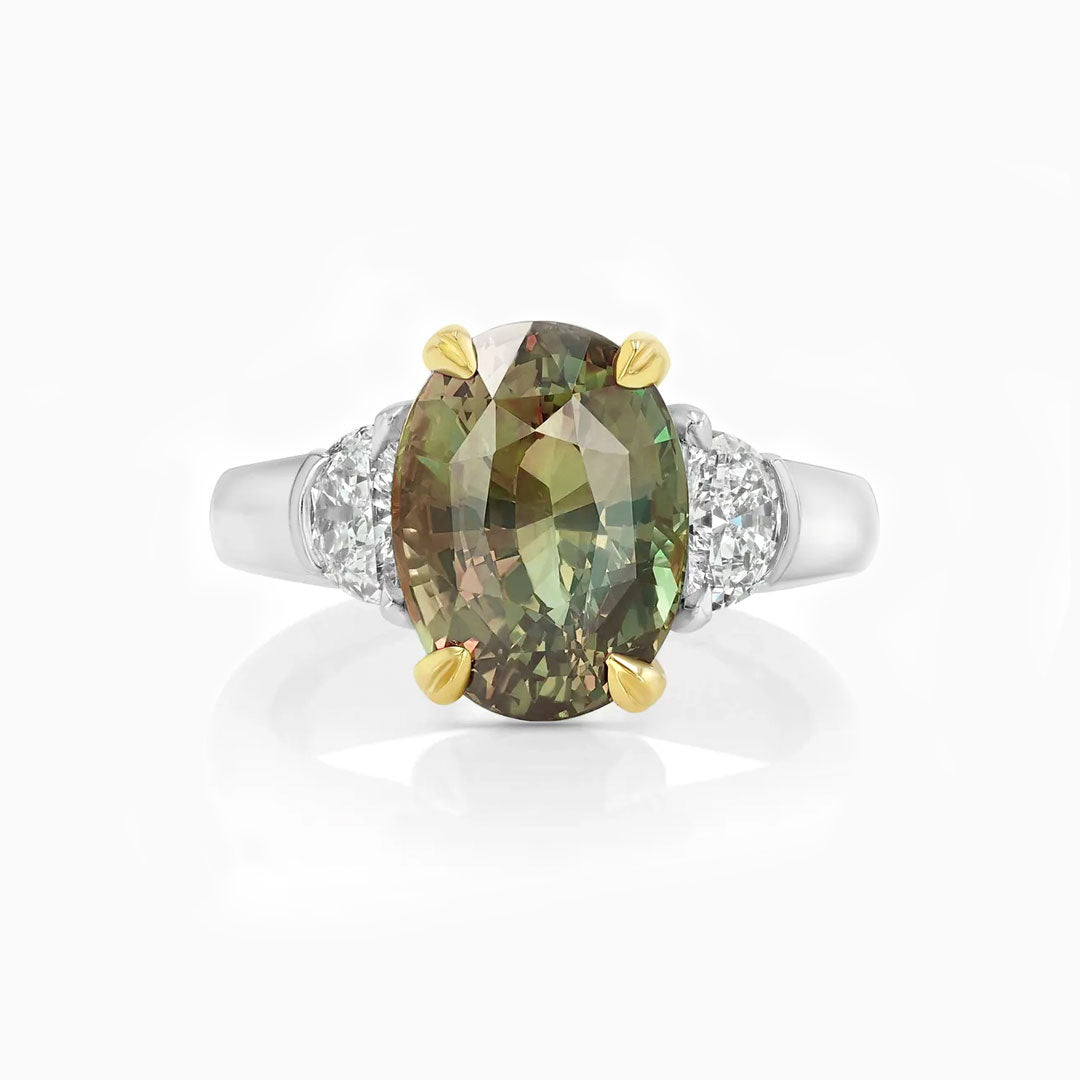 Oval Alexandrite, Diamonds & Platinum Ring