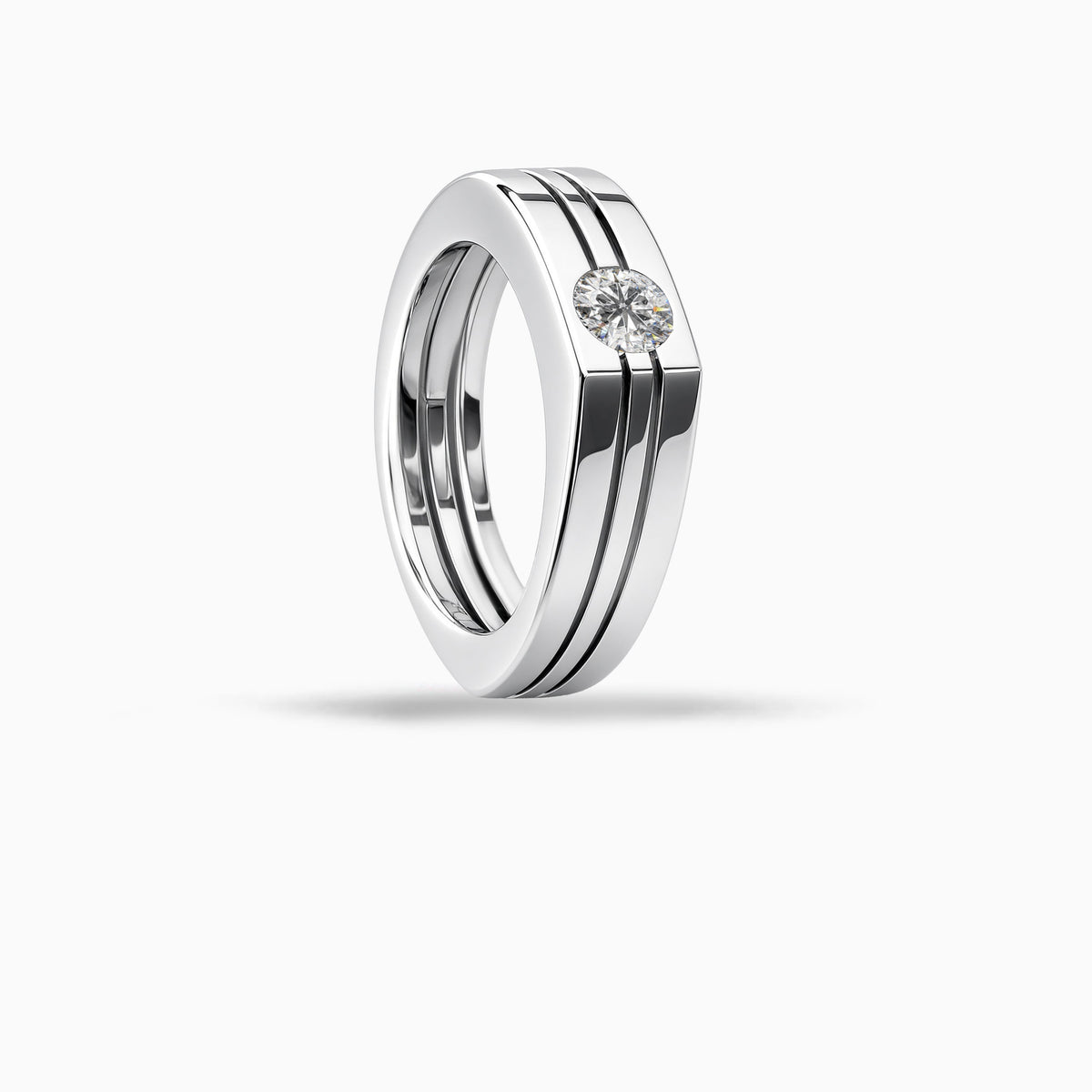 Diamond Platinum Mens Wedding Band