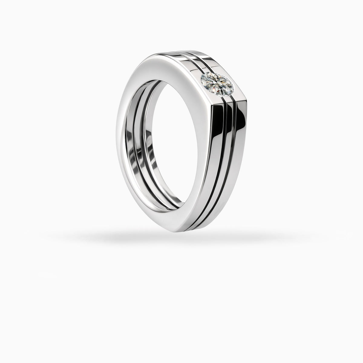 Diamond Platinum Mens Wedding Band