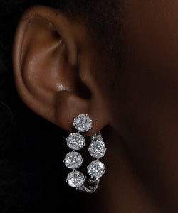 Pair of Illusion Set Diamond White Gold Hoop Earrings